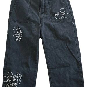 Y2K Disney Mickey Mouse Girl SZ 5/6 Black Pant Embroidered stich 100% CTN#493